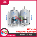 Motor DC 795 12V High Speed/Torque – Dinamo High RPM with Fan & Bearing - Gambar 3
