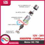 Motor DC 795 12V High Speed/Torque – Dinamo High RPM with Fan & Bearing - Gambar 2