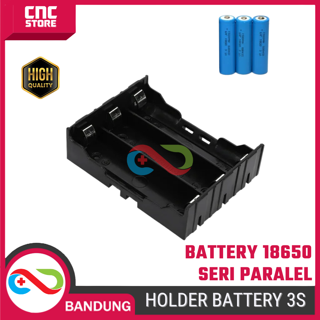 1951-soc-0019-1.png Holder Baterai 18650 3 Slot – Tempat Baterai Li-ion 3S Seri atau Paralel untuk Proyek Elektronika - Image 1