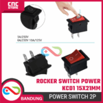 Rocker Switch Saklar Power KCD21 15×21mm – 2 Pin SPST 250V 6A / 125V 10A Warna Merah - Image 3