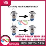 Saklar Power On Off Self Lock Stainless Lampu Metal Push Button Switch 16mm -PUTIH - Gambar 3