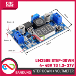 DC-DC Step Down LM2596 Adjustable 4–40V to 1.3–37V + LED Voltmeter Module - Gambar 2