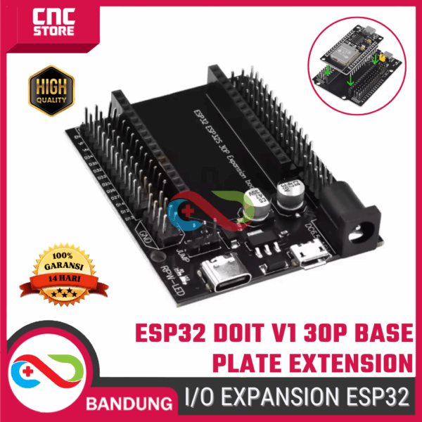 I/O Expansion Shield ESP32 – Base Plate Extension untuk ESP32 DOIT V1 30 Pin
