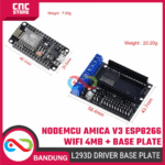 Paket NodeMCU Amica V3 WiFi (4MB Flash) + Base Plate L293D – Modul ESP8266 untuk Proyek IoT & Robotik - Gambar 2