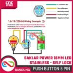 Saklar Power On Off Self Lock Stainless Lampu Metal Push Button Switch 16mm -PUTIH - Gambar 7