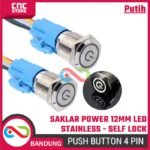 Saklar Power On Off Self Lock Stainless Lampu Metal Push Button Switch 12mm -HIJAU - Gambar 11