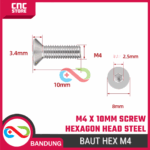 10 Pcs Baut Hexagon M4 X 10Mm – Sekrup Kepala Hex Stainless Steel – Komponen pendukung proyek - Gambar 2