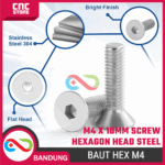 10 Pcs Baut Hexagon M4 X 10Mm – Sekrup Kepala Hex Stainless Steel – Komponen pendukung proyek - Gambar 5