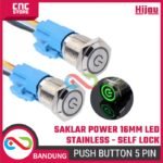 Saklar Power On Off Self Lock Stainless Lampu Metal Push Button Switch 16mm -PUTIH - Gambar 10