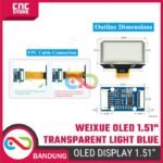 Weixue Raspberry Pi 1.51 inch transparent OLED light blue display module expansion board SPI/I2C interface - Gambar 2