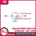 Saklar Power On Off Self Lock Stainless Lampu Metal Push Button Switch 12mm -HIJAU - Gambar 6