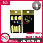 LED Mini USB Lampu Malam 3 Mata – Lampu Keyboard / Lampu Emergency / Lampu Portable USB - Gambar 3