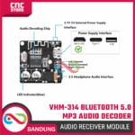 VHM-314 MP3 Bluetooth 5.0 Audio Receiver Decoder Board – Modul Audio Player DIY, Bluetooth Music Decoder - Gambar 3