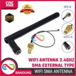 Antena WiFi 2.4G 2.4GHz dengan Kabel SMA – Antenna External untuk ESP8266, ESP32, Router & Modul IoT