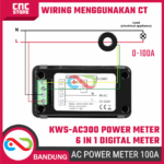 KWS-AC300 6in1 Digital Power Meter 100A/10A Close CT – KWh Meter, Watt Meter, Volt Ampere Meter AC - Gambar 3
