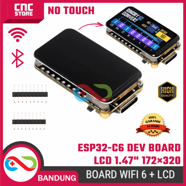 ESP32-C6 Development Board with 1.47" LCD 172×320 – WiFi 6 Bluetooth, RGB Light, SD Slot, Compatible with Arduino & IoT Projects