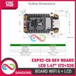 ESP32-C6 Development Board with 1.47" LCD 172×320 – WiFi 6 Bluetooth, RGB Light, SD Slot, Compatible with Arduino & IoT Projects - Gambar 2