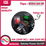SAKLAR POWER ON-OFF ANTI AIR TAHAN AIR - KCD4-201 4P Saklar Power ON OFF 220V 16A Waterproof Tahan Air Lampu Light 125V 20A IP65 HIGH QUALITY - Gambar 2