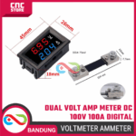 Dual Mini Digital Voltmeter Ammeter 0–100V 100A DC + Shunt Resistor – Panel Meter Tegangan & Arus - Gambar 2