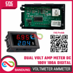 Dual Mini Digital Voltmeter Ammeter 0–100V 100A DC + Shunt Resistor – Panel Meter Tegangan & Arus - Gambar 5
