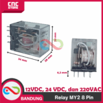 Relay MY2 / MY2N 8 Pin – Relay Elektromagnetik 12V DC/ 24V DC/ 220V AC | Relay MY-2 8PIN untuk Panel Kontrol & Proyek Elektronika - Gambar 3