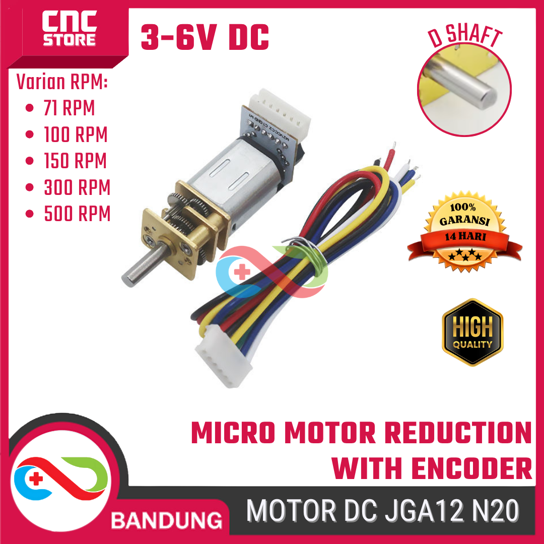 4612-mtr-0235.png Motor DC JGA12 N20 3V 6V – Micro Gearbox High Torque + Encoder untuk Robot Arduino DIY - Gambar 1
