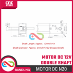 Motor N20 DC Double As Shaft 12V High Torque – Mini Micro Gearbox untuk Proyek Elektronik - Gambar 2