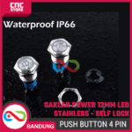 Saklar Power On Off Self Lock 12mm | Push Button Switch Metal Stainless dengan Lampu LED Hijau Biru Merah Putih - Gambar 4