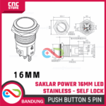 Saklar Power On Off Self Lock 16mm | Push Button Switch Metal Stainless dengan Lampu LED Hijau Biru Merah Putih - Gambar 2