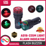 AD16-22SM Flash Buzzer Light Alarm Indicator – DC12V DC24V AC220V Lampu Indikator Bunyi Merah Hijau