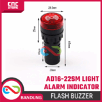 AD16-22SM Flash Buzzer Light Alarm Indicator – DC12V DC24V AC220V Lampu Indikator Bunyi Merah Hijau - Gambar 2