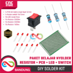 Paket Belajar Nyolder Pemula – Resistor, PCB, LED & Rocker Switch | Kit Latihan Solder DIY Elektronika