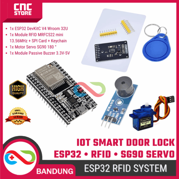 IoT Smart Door Lock ESP32 – Kunci Pintu Pintar RFID + Servo SG90 untuk Proyek IoT & Arduino