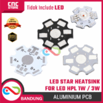 Heatsink Star Aluminium PCB PCB Hitam / Putih untuk LED HPL 1W / 3W 2 Pin / 6 Pin