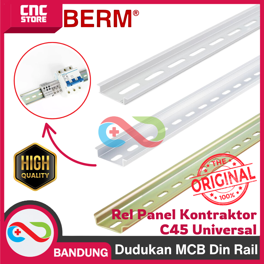 ctn-0023.png Rel MCB 1M Tebal Dudukan MCB Din Rail MCB 1 Fungsi Rel Panel Kontaktor C45 UNIVERSAL - Gambar 1