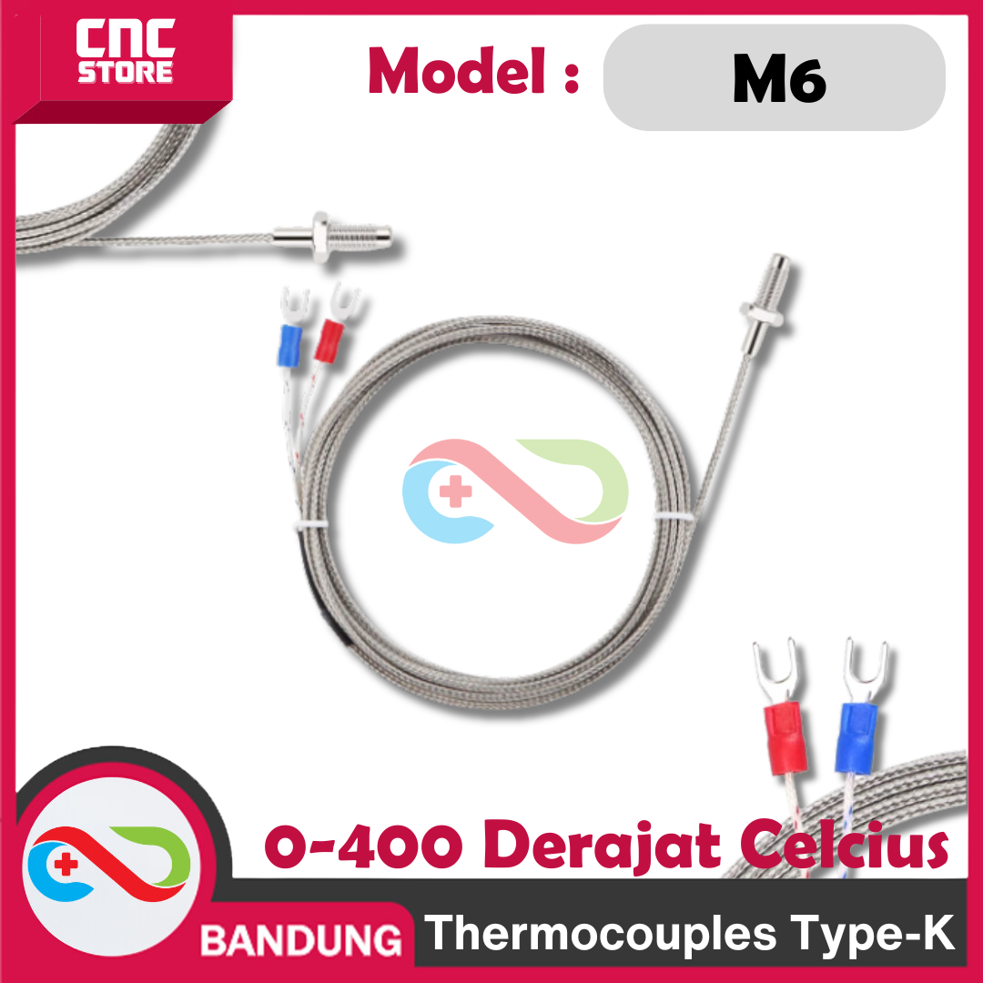 lapak__43_.png PROB THERMOCOUPLE TYPE-K - PROB THERMOCOUPLE TYPE-K THERMOSTAT SENSOR SUHU TINGGI 0-400 M6 DERAJAT CELCIUS - Gambar 1