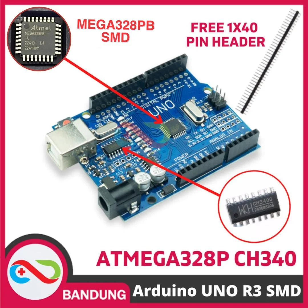 ARDUINO UNO R3 ATMEGA328P SMD CH340 COMPATIBLE BOARD TANPA KABEL