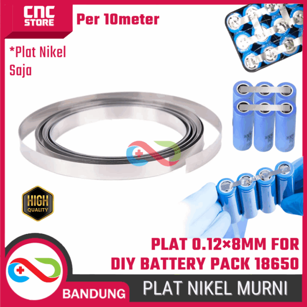 Plat Nikel Murni 0.12mm × 8mm – 10 Meter untuk DIY Battery Pack 18650