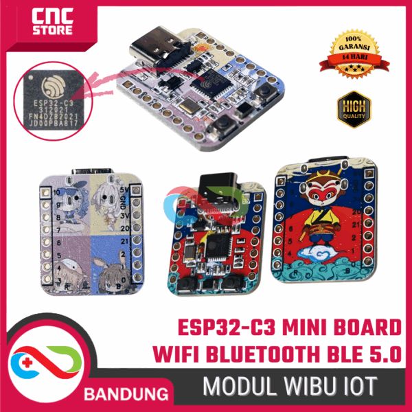 ESP32-C3 Mini Development Board – Modul WiFi Bluetooth BLE 5.0 dengan Warna Silk WIBU untuk Proyek IoT & Elektronika