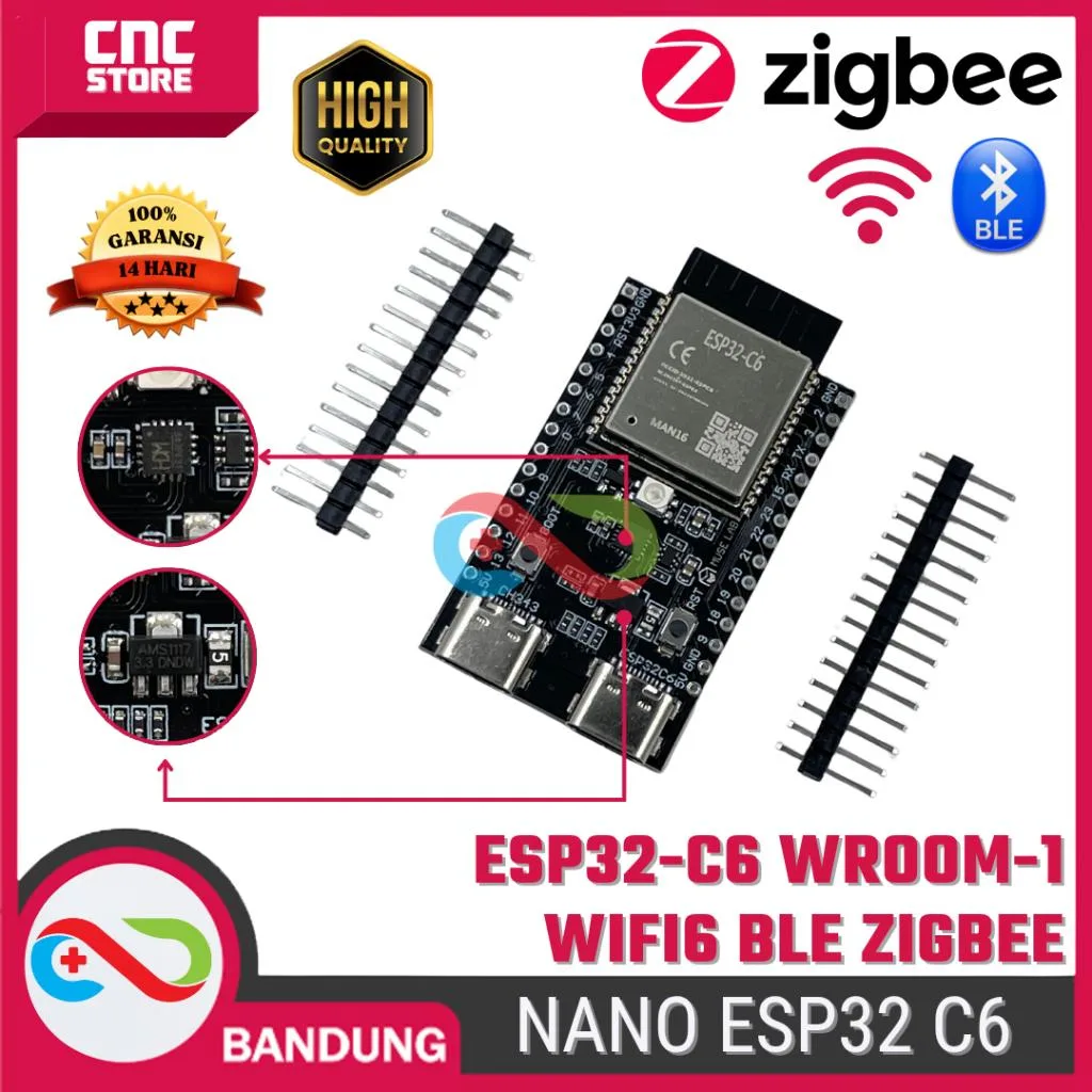 NANO-ESP32-C6 Core Board ESP32-C6-DEVKITC-1 – WiFi6, BLE, Zigbee N16 N8 untuk Proyek IoT