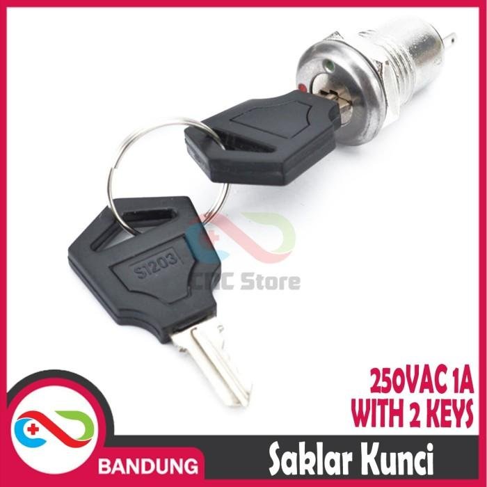 SAKLAR KUNCI 250VAC 1A SECURTY LOCK SWITCH WITH 2 KEYS 12mm ON OFF