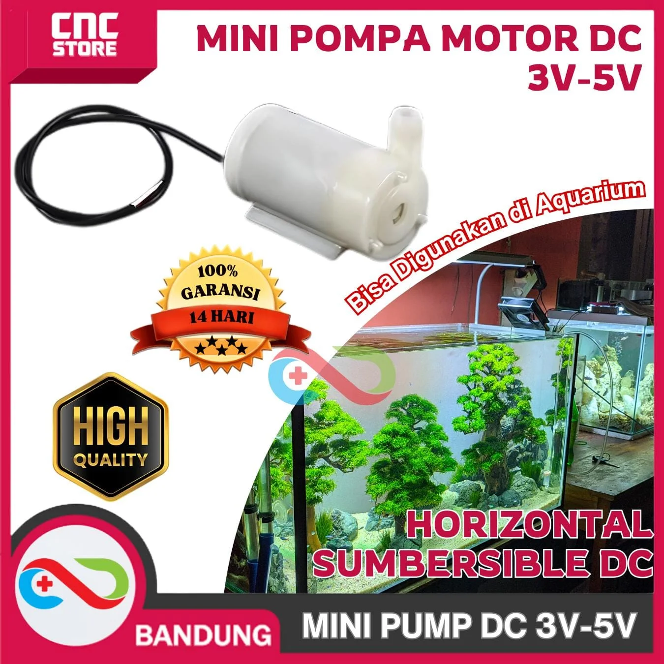 MINI POMPA MOTOR SUBMERSIBLE SUBMERSIBEL HORIZONTAL DC 3V