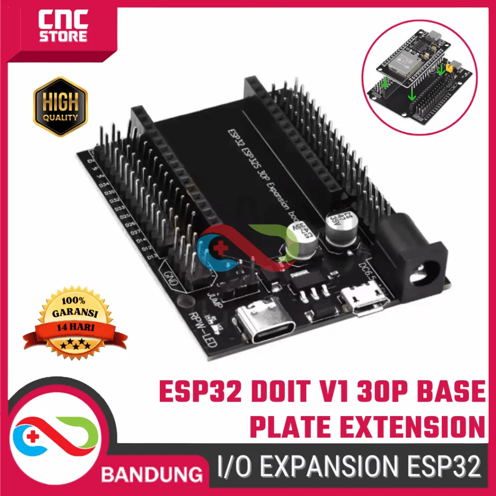 I/O Expansion Shield ESP32 – Base Plate Extension untuk ESP32 DOIT V1 30 Pin