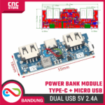 Module Power Bank Type-C Micro USB– Dual USB 5V 2.4A Lithium Battery Power Board - Gambar 2