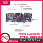 Module Power Bank Type-C Micro USB– Dual USB 5V 2.4A Lithium Battery Power Board - Gambar 3