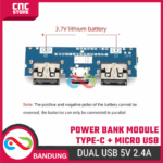 Module Power Bank Type-C Micro USB– Dual USB 5V 2.4A Lithium Battery Power Board - Gambar 5