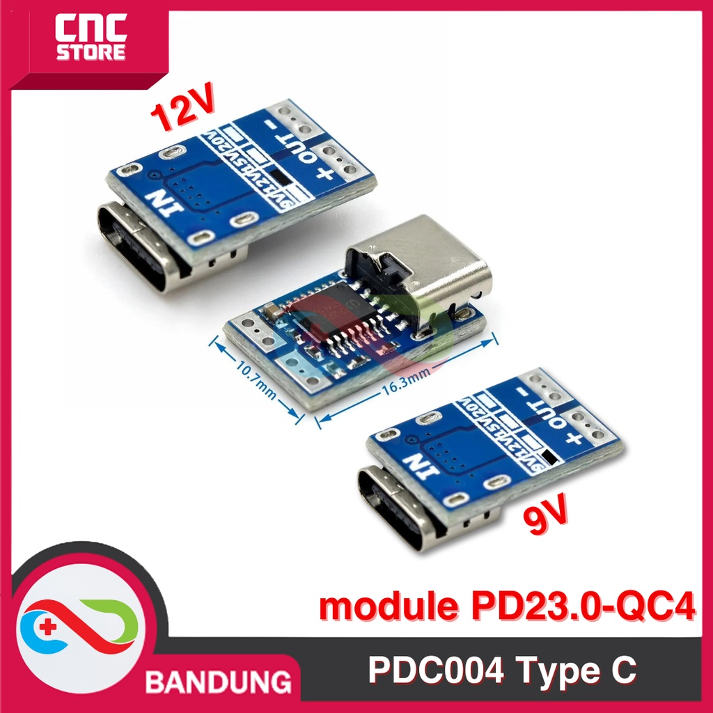 PDC004-PD Type-C PD decoy module PD23.0-QC4 to DC 9V trigger Charger