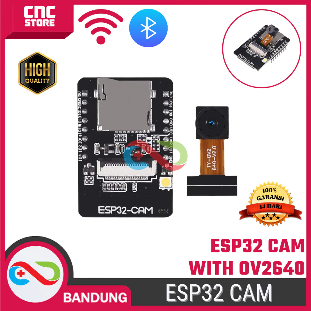 ESP32-CAM Module Camera OV2640 2MP – WiFi + Bluetooth BLE 4.0 32bit untuk Proyek IoT