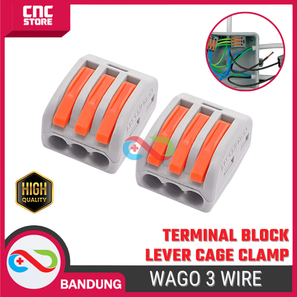 WAGO 3 WIRE TERMINAL BLOCK LEVER CAGE CLAMP