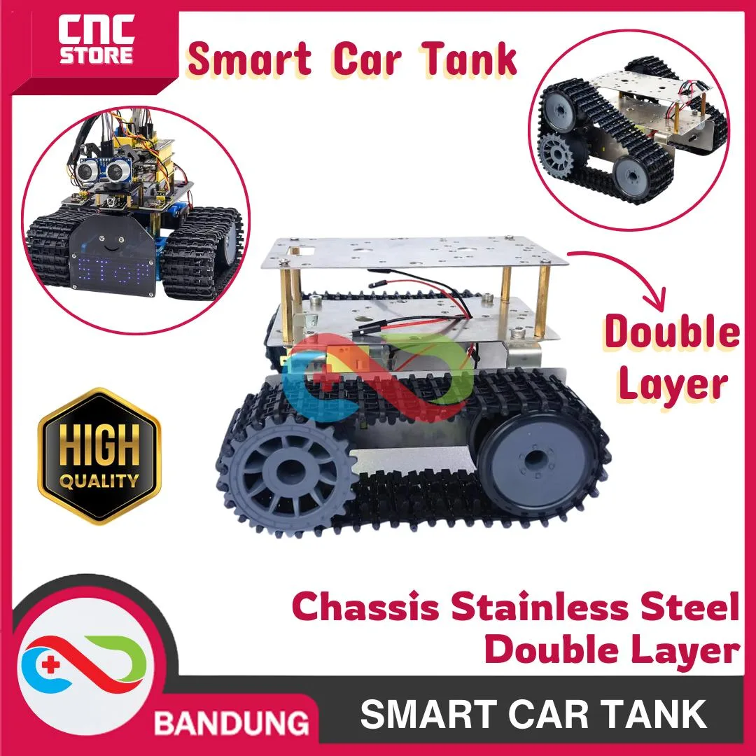 SMART CAR TANK CHASSIS STAINLESS STEEL DOUBLE LAYER CRAWLER ROBOT COMPATIBLE UNO